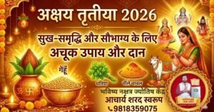 अक्षय तृतीया 2026 पर सुख-समृद्धि के उपाय बताते आचार्य शरद स्वरूप