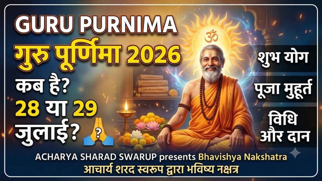 Guru Purnima 2026 date shubh muhurat aur puja vidhi by Acharya Sharad Swarup Bhavishya Nakshatra.